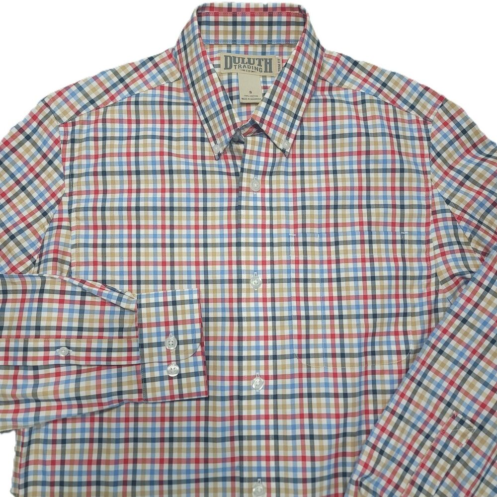 Duluth Trading Co Men’s S Small Shirt Trim Fit Button Down Long Sleeve Plaid